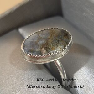 Genuine Artisan "KSG" Handcrafted Sterling Silver Ring With Genuine Pietersite